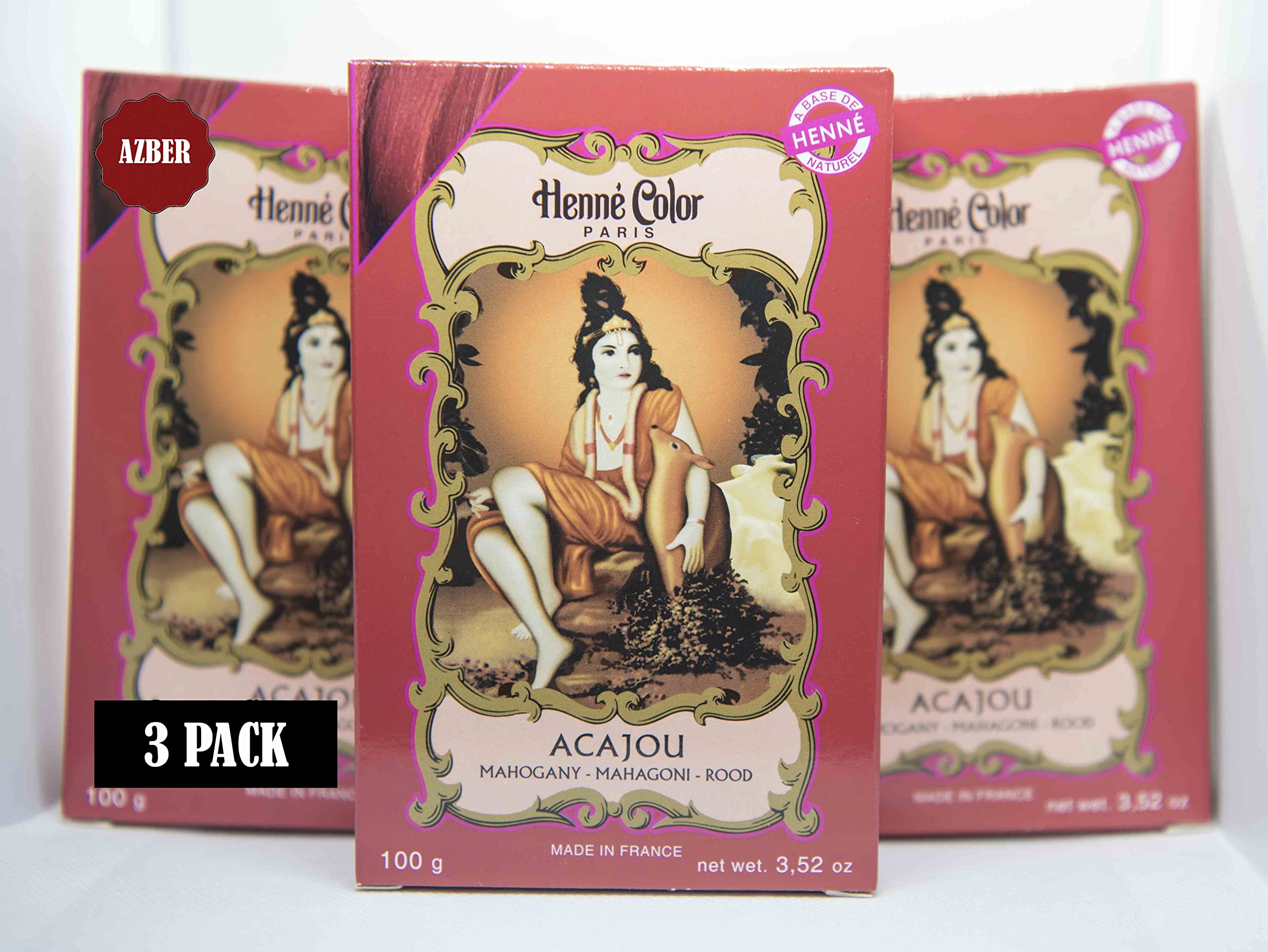Henne Color Henna Powder Mahogany 100gm (PACK OF 3)