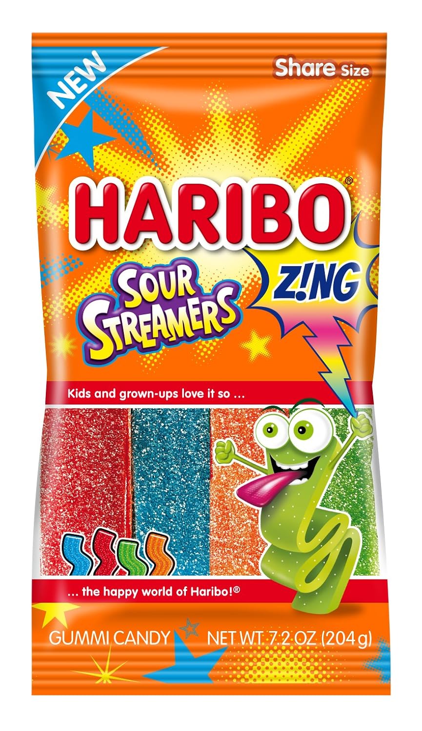 Haribo Gummi Candy, Z!NG Sour Streamers 