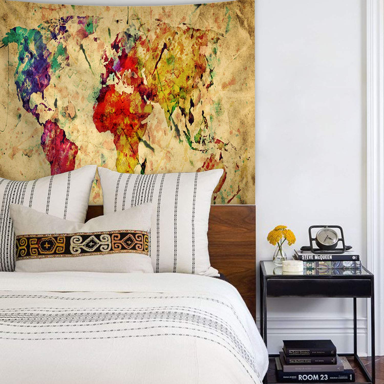 POTENCO Blankets, World Map Picnic Mat Medieval Educational Tapestry Wall Hanging Beach Towel (D, 230150cm)