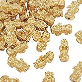 Craftdady 50Pcs 24k Gold Plated Pixiu Spacer Bead 3D Metal Chinese Fengshui Lucky Bead 20x9mm for Bracelet Jewelry Craft Making Hole:2.5mm