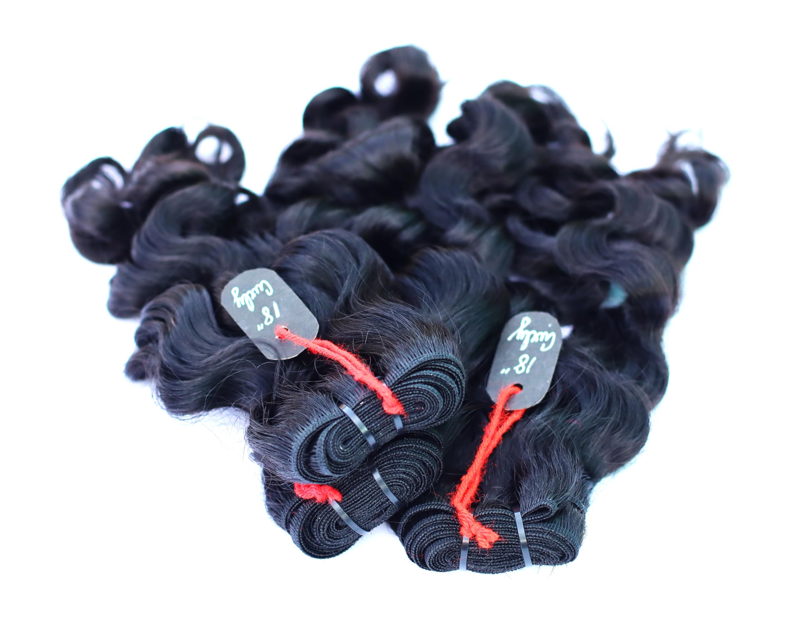 Photo 1 of IDM 18” Curly 3 bundles 100% Natural indian Virgin Raw Hair double weft single donor hair bundles