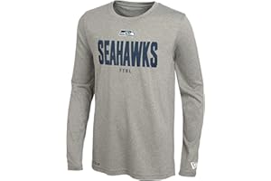 New Era NFL Men's Grids Dri-Tek Cool Heathered Grey Long Sleeve T-Shirt, Adult Football Tagless T-Shirt