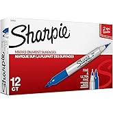 Sharpie Twin Tip Permanent Markers, Fine and Ultra Fine, Blue, 12 Count