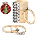 FEBSNOW 16 Pieces 3 Inch Embroidery Hoops Adjustable Bamboo Circle Cross Stitch Hoop Ring Bulk Wooden Round Embroidery Hoop f