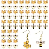 FdcZeyxior 60 PCS Bee Honeycomb Charms, Mini Alloy Bee Charm with Rhinestone Cute Honeycomb Charm for Jewelry Making, DIY Craft, Earring, Necklace, Bracelet, Keychains