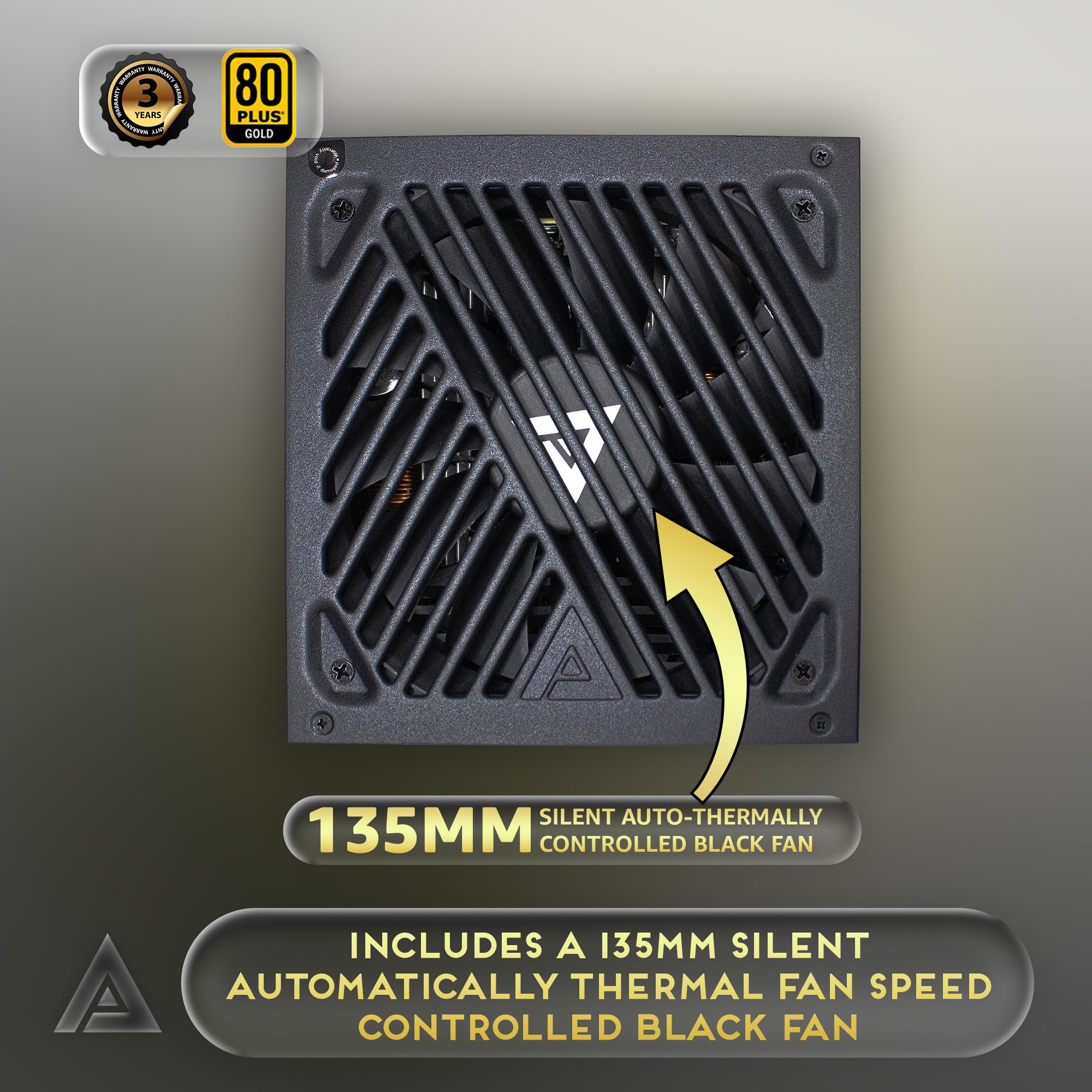 Apevia ATX-GX850W PCIe 5.0 & ATX 3.0 Ready Galaxy 850W 80+ Gold Certified, Gen 5 12VHPWR Connector, Active PFC ATX Semi-Modular Gaming Power Supply