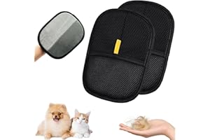 ENSTHEE 2 Pcs Pet Hair Removal Glove for Cats & Dogs, Pet Hair Remover Brushing Gloves, Reusable Pet Hair Remover Glove, Double-Sided for Couch, Clothing, Carpet, Car Seat