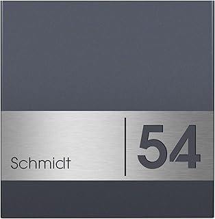 MOCAVI ZBox 111 Zaunbriefkasten mit Hausnummer und Name anthrazit-edelstahl ral7016 Zaunmontage Entnahme hinten Designer-Postkasten