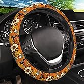 Bohemian Flowers Elastic Steering Wheel Cover, Non-Slip Breathable Neoprene Steering Wheel Covers, Women Car Accessories, Universal 15 Inch Fit Auto, Suvs, Truck