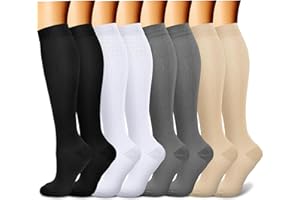 CHARMKING Compression Socks for Women & Men Circulation (8 Pairs)15-20 mmHg is Best Support for Athletic Running,Hiking