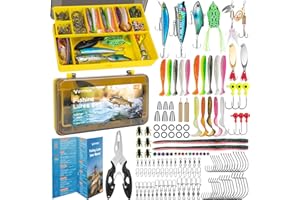WITOROR Fishing Lures, Tackle Box with Tackle Included, Crankbaits, Spoon, Hooks, Weights & Other Accessories, Fishing Bait Lure Gear Kit Gifts for Men Bass Freshwater