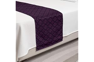 Ambesonne Vintage Bed Runner, Vintage Style Repetitive Monochrome Design Ornate Shapes and Drawings, Decorative Accent Bedding Scarf for Hotels Homes and Guestrooms, Twin, Purple Plum