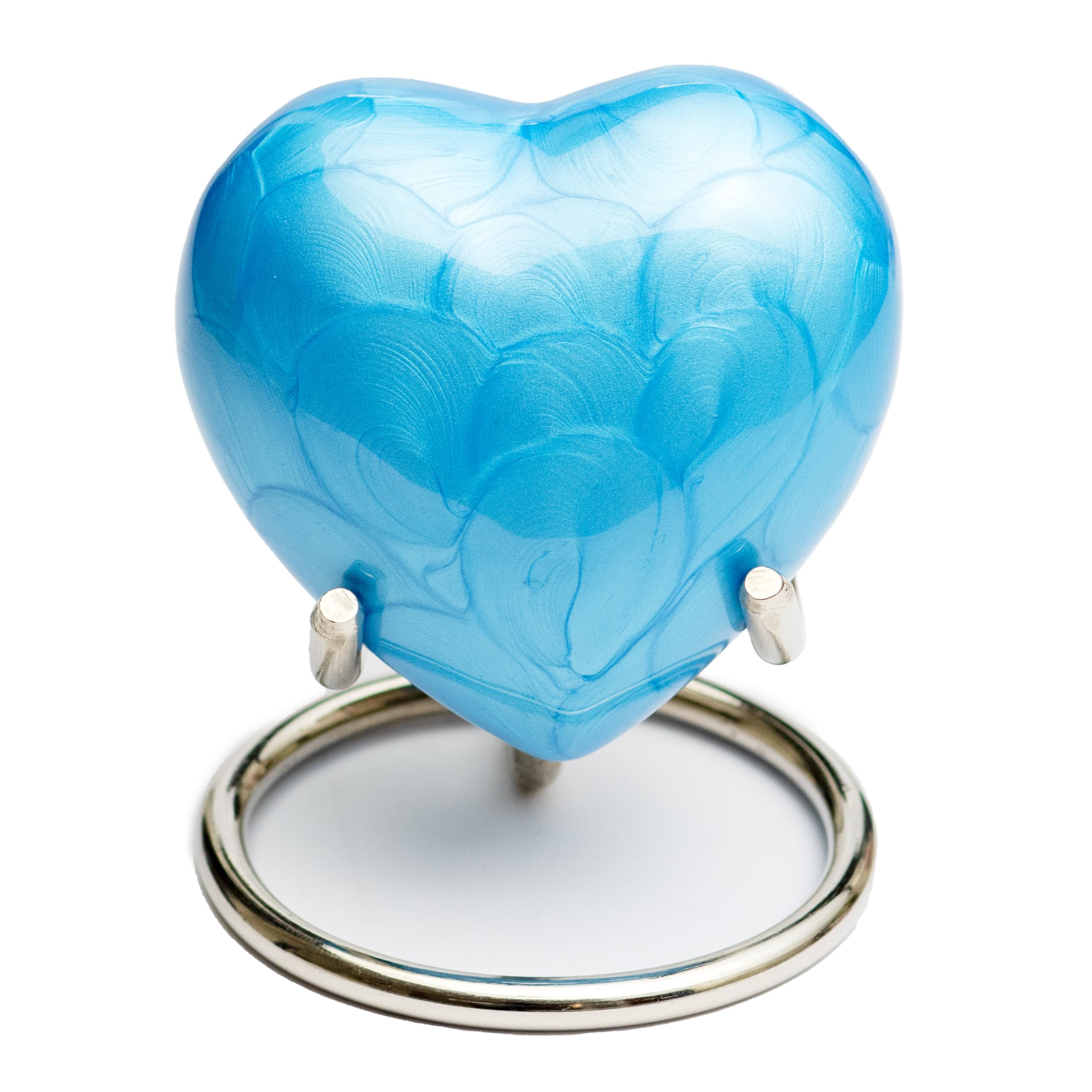 Royal Rapture Urn for Ashes Funeral Memorial Cremation Keepsake Love Urns Decorative Brass Heart with Stand (Blue Plain, 3") RHM03-03 โ image 1