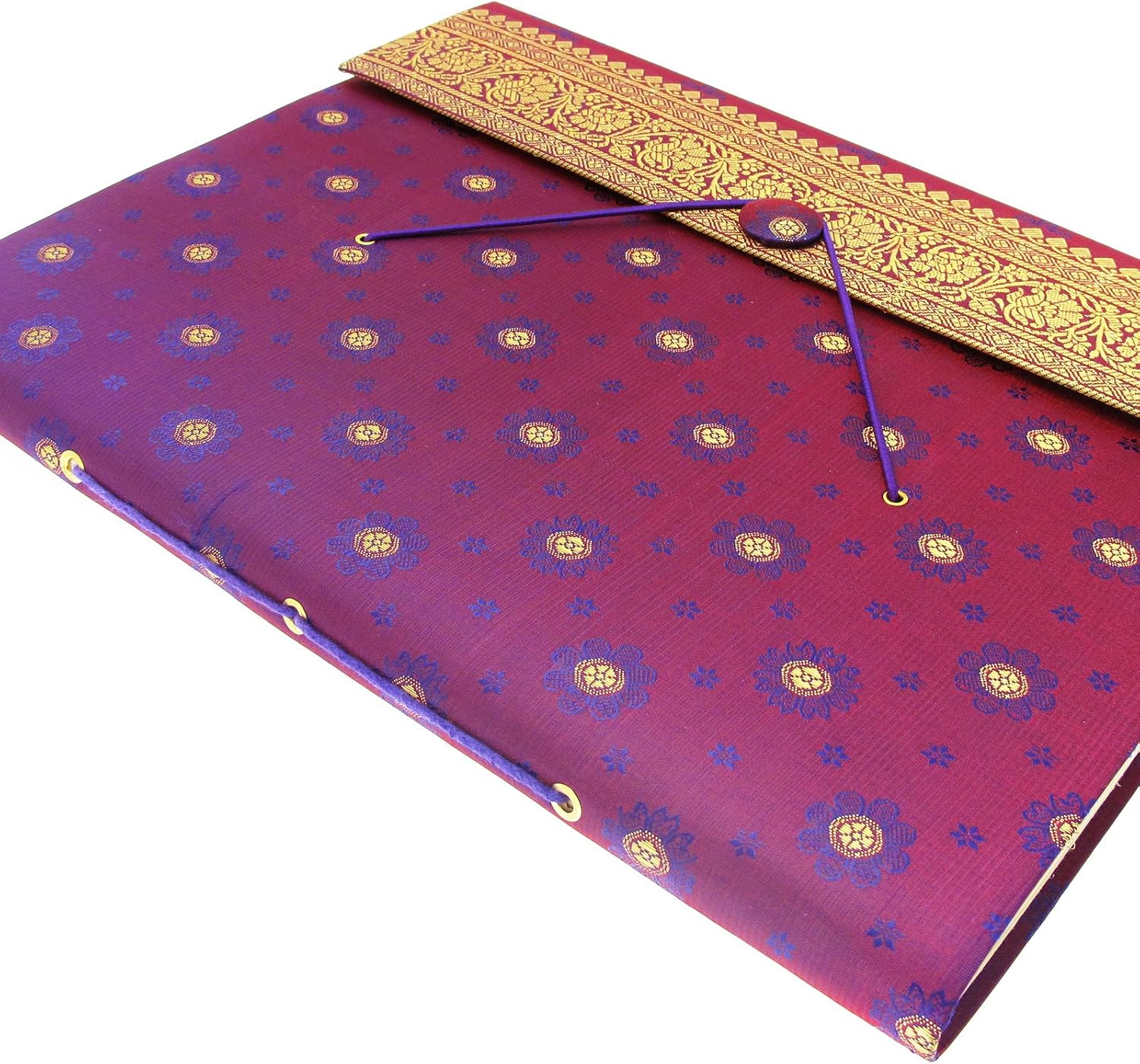 Sari Fabric Cover Photo Album Extra Large, Purple - Image 4
