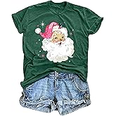 Christmas Shirts for Women Santa Claus Christmas Shirt Tops Funny Xmas Gifts Casual Holiday Tees
