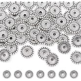 50pcs Tibetan Style Alloy Spacer Beads Flat Round Spacer Beads Alloy Jewelry Beads Charm Spacers for Bracelet Necklace Jewelry Making Supplies (Antique Silver, 12x2mm, Hole: 2mm)