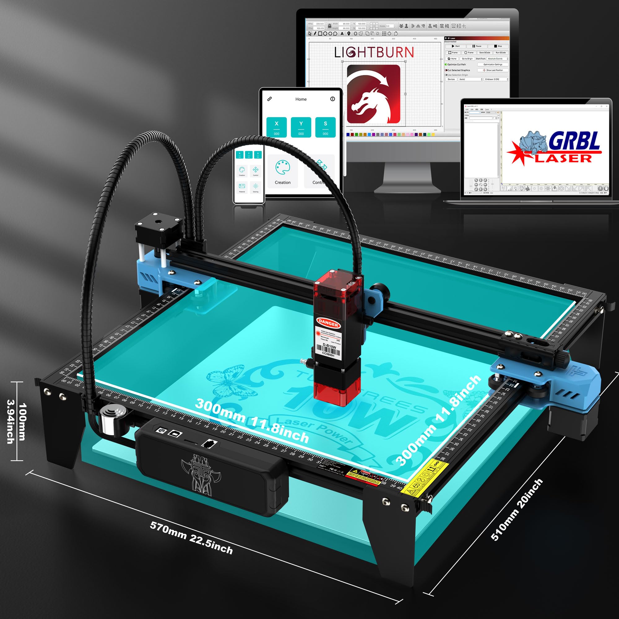 TTS-10 PRO 10W Laser Engraver,Laser Cutter,Laser Engraving Machine,0.06mm Laser Spot 30000mm/min, Offline Usage CNC Laser Engravers for Wood Metal Acrylic Glass Leather