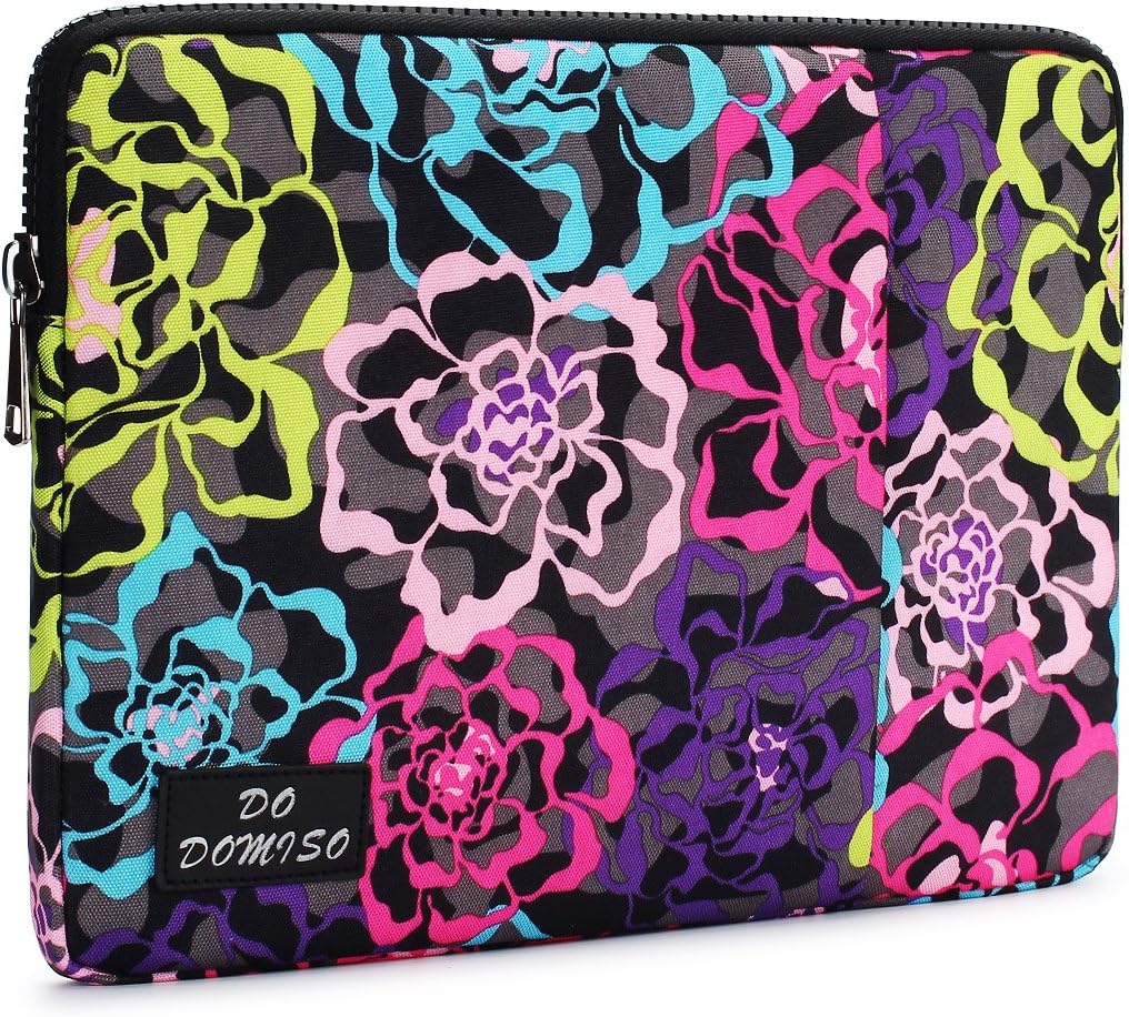 DOMISO Laptop Sleeve Case Canvas Fabric Rose Pattern Bag for Apple 13