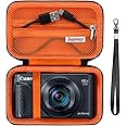 Supmay Hard Carrying Case for Canon PowerShot SX740/ SX730/ SX720/ SX620/ G7X Digital Camera, Protective Storage Bag with Zipper Mesh Pocket for Battery Pack, Charging Cable, USB Card, Black+Orange