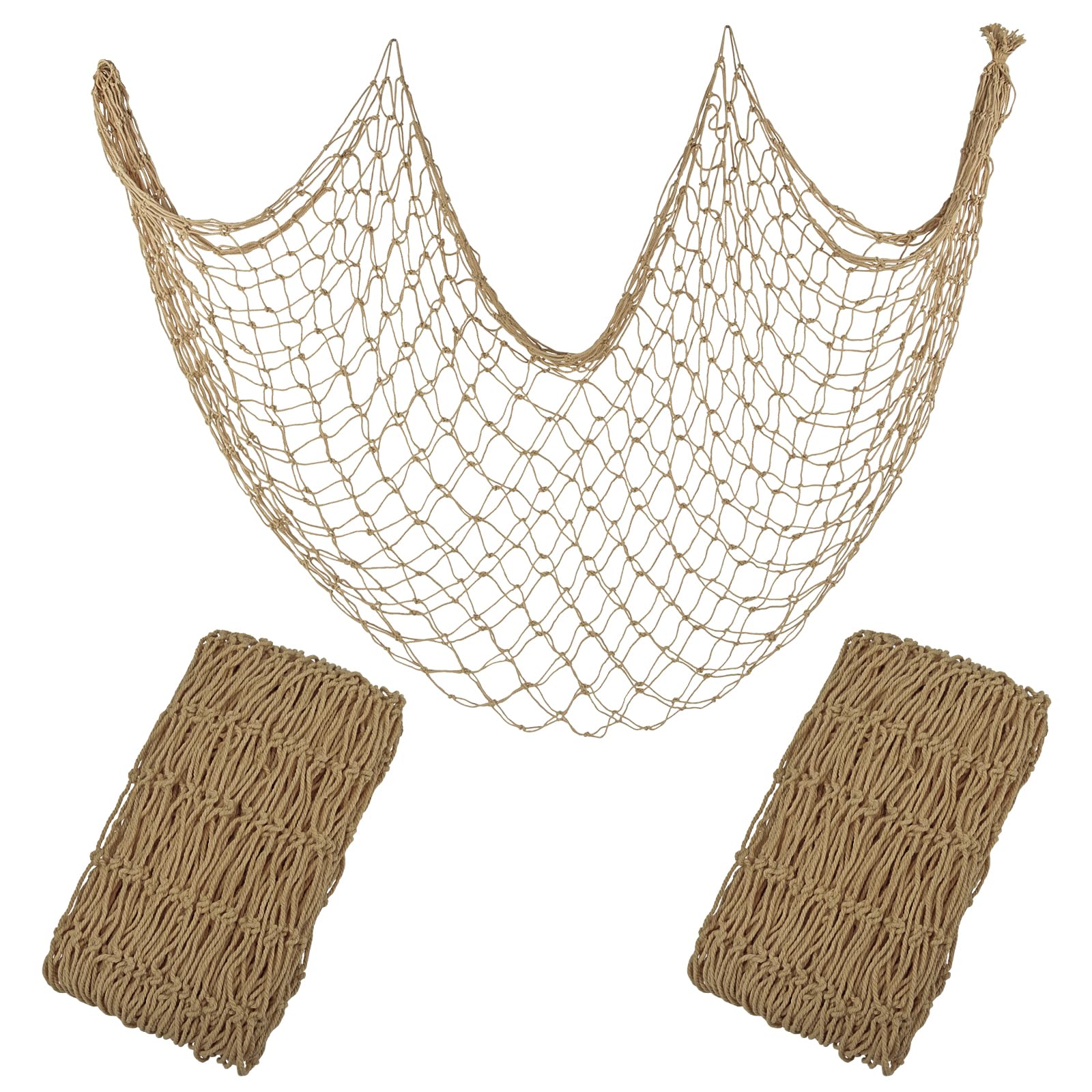 Photo 1 of Decorative Fishing Net 80x40 Inch,YuanDe 2 Pack Large Caramel Picture Fish Net, Wall Photo Hanging Fishnet for Nautical Mermaid Pirate Ocean Themed Hawaii Beach Under The Sea Party Decorations