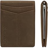 CARVUR Slim Bifold RFID Blocking Full Grain Genuine Leather Front Pocket Minimalist Thin Wallet with Money Clip for Men - (SB20)