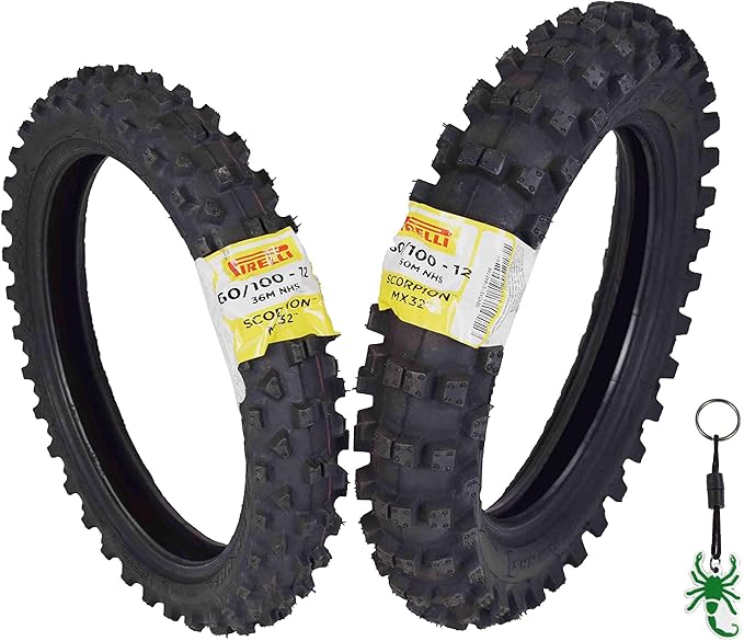 Pirelli Scorpion MX32 Mid Soft Dirt Bike Front and Rear Set MotocrossTube Type Tire