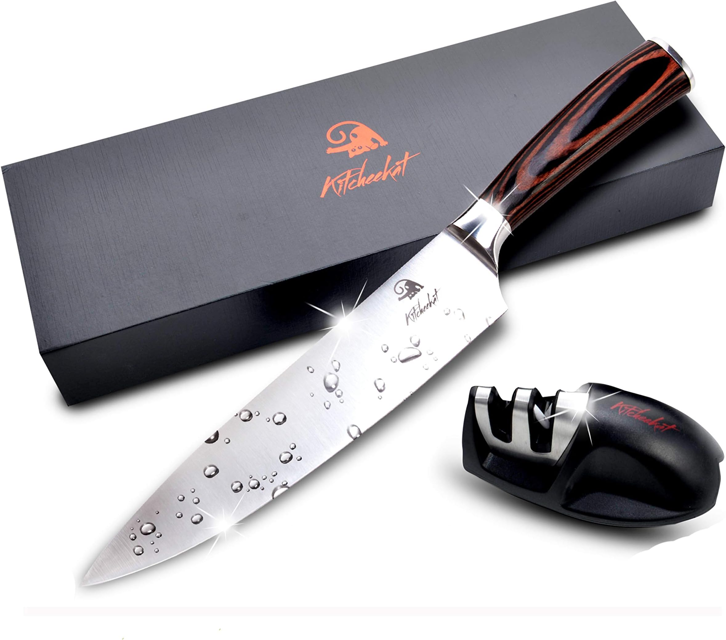 Chef Knife 8 Inch Sharpest Kitchen Knife Includes Chefs Knife Sharpener and Blade Cover for a limited time