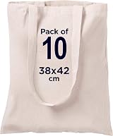 CENTRIX Natural Cotton Tote Bags 10 Pack 15 x 16 inch Eco Friendly Canvas