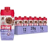 SlimFast Protein Shake, Chocolate- 20g Protein, Meal Replacement Shake Ready to Drink, High Protein with Low Carb and Low Sugar, 24 Vitamins and Minerals, 12 Count (Pack of 1) (Packaging May Vary)