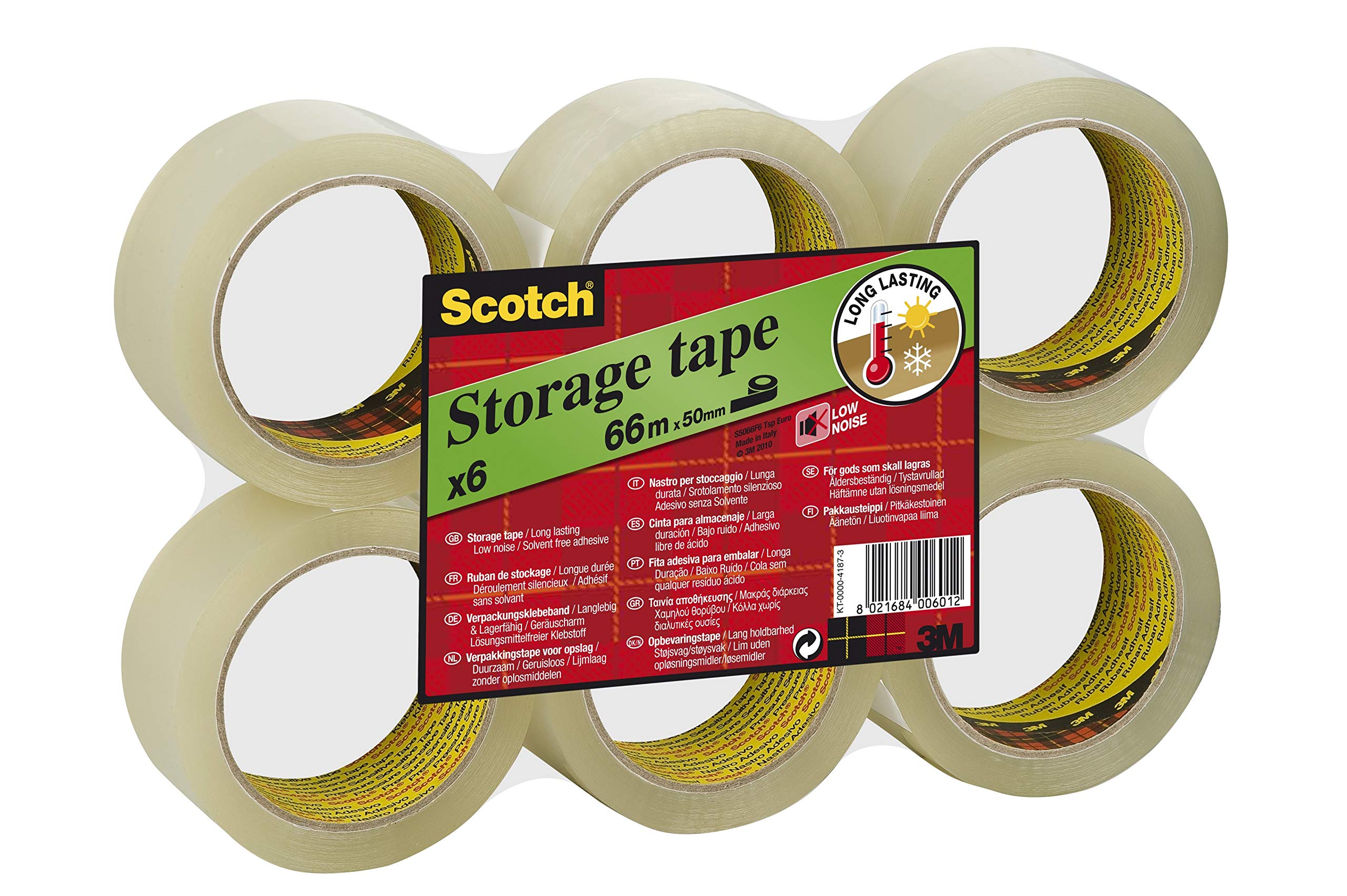 Scotch 50 mm x 66 m Low Noise Storage Tape (Pack of 6)