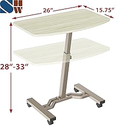 SHW Mobile Height Adjustable Laptop Rolling Cart