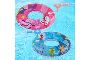 Bigmeta 2 Sets Kids Pool Floats with Water Gun for Aged 8-12 - Inflatable Swimming Pool Tube Toys, Funny Summer Water Toys for Party Games Boys Girls Gifts