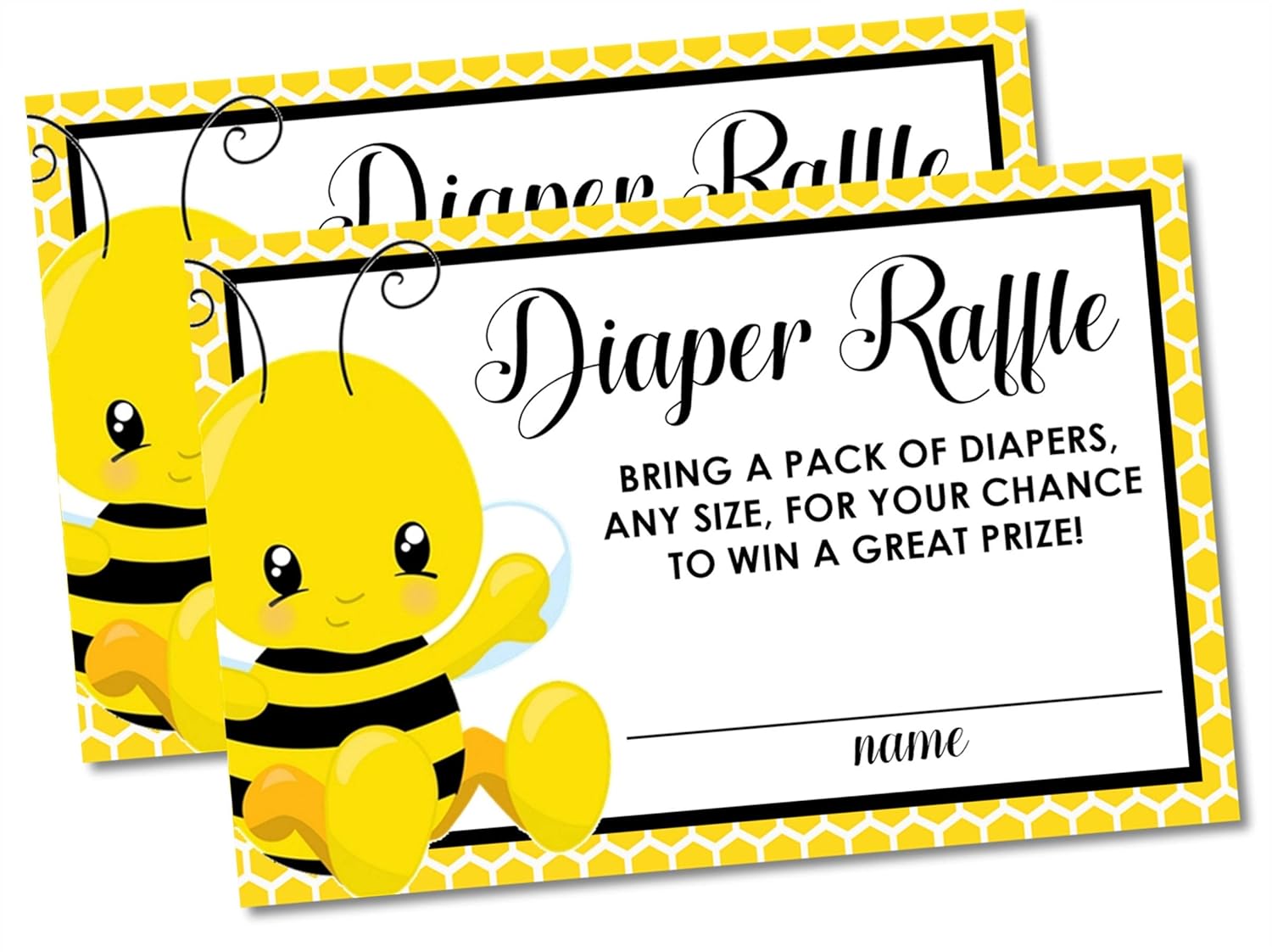 Bumble Bee Baby Shower Diaper Raffle Tickets Set of 50