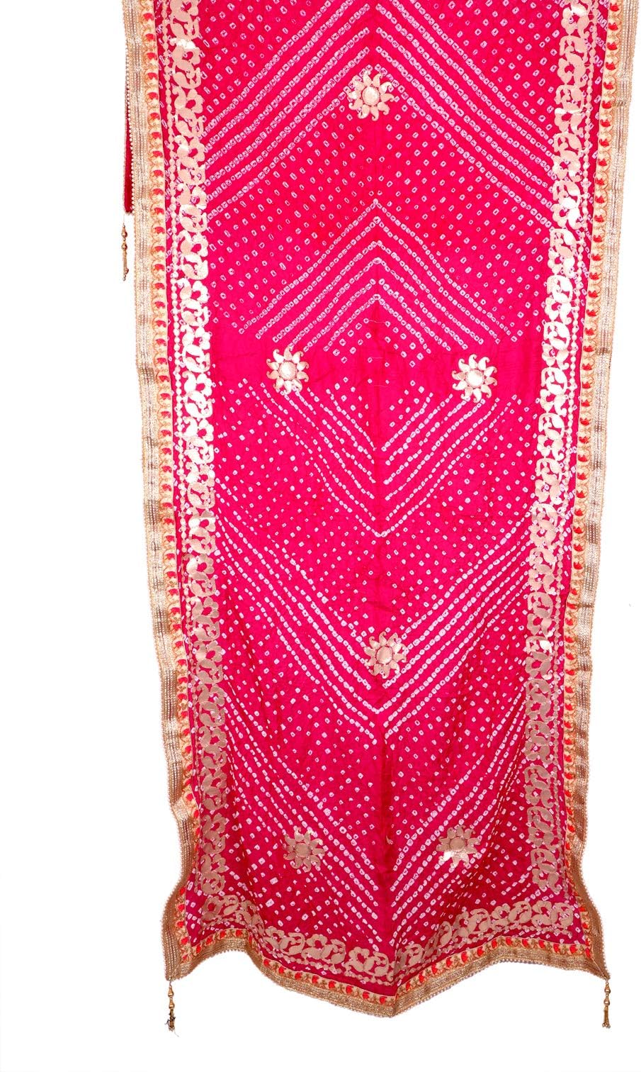 Apratim Woman Art Silk Bandhani Bandhej Gotta Patti Dupatta Wedding/Festival/Party wear