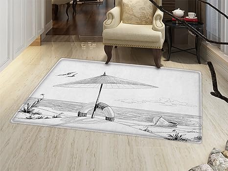 Amazon Com Smallbeefly Beach Bath Mat For Tub Doodle Style