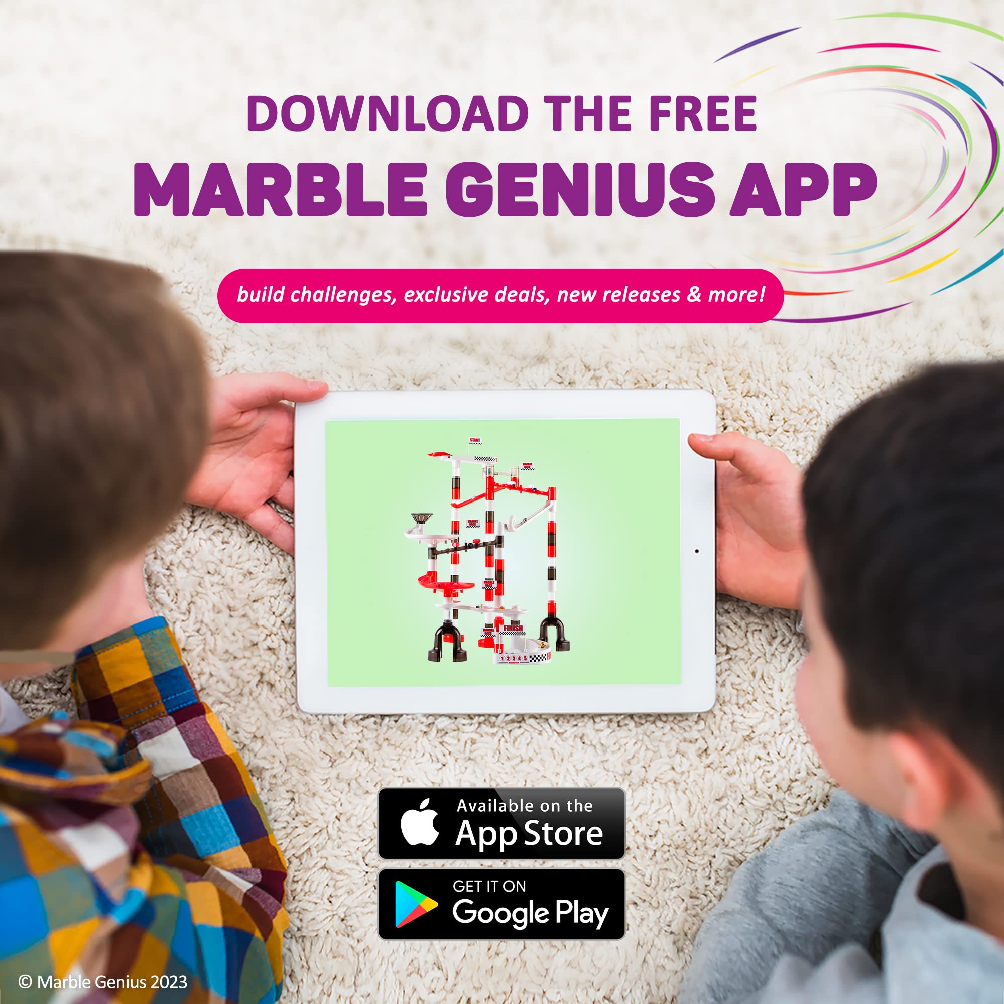 Marble Genius Marble Racing Booster Set - 10 Pieces Total (Marbles Not Included), Construction Building Blocks Toys for Ages 3 and Above, with Instruction App Access, Add-On Set