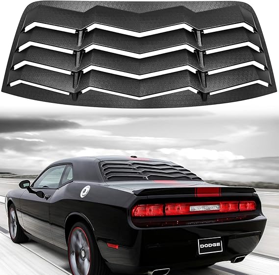 Ecowlboy Rear Window Louver Windshield Sun Shade Cover in GT Lambo Style for Dodge