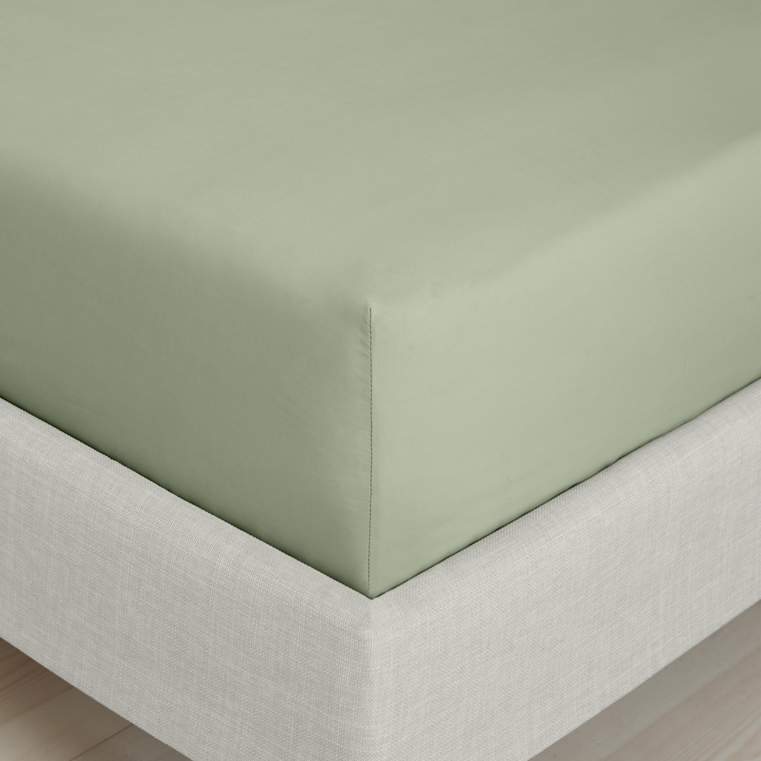 Bianca 200 Thread Count Cotton Percale Extra Deep King Fitted Sheet Sage Green