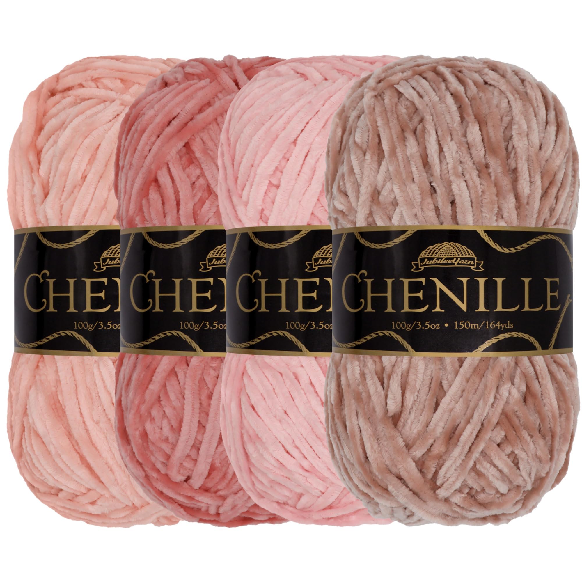 JubileeYarn Chenille Yarn - Worsted Weight - 100g/Skein - Shades of Pink - 4 Skeins — image 1