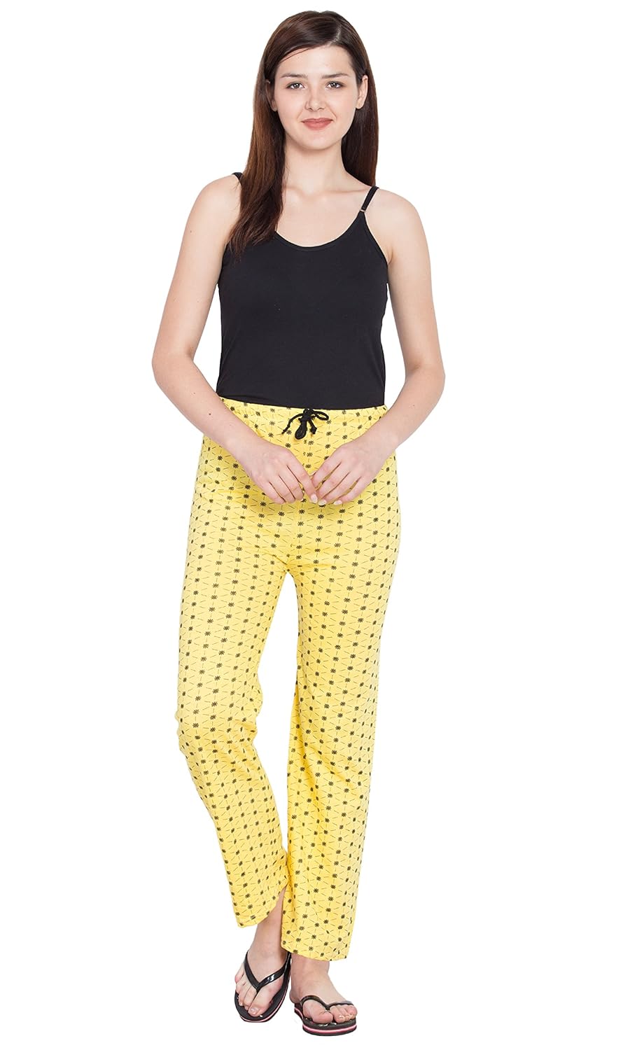 fflirtygo pyjamas for women, night dress, lounge wear, yellow printed pyjama,&ndash;soft cotton night wear by