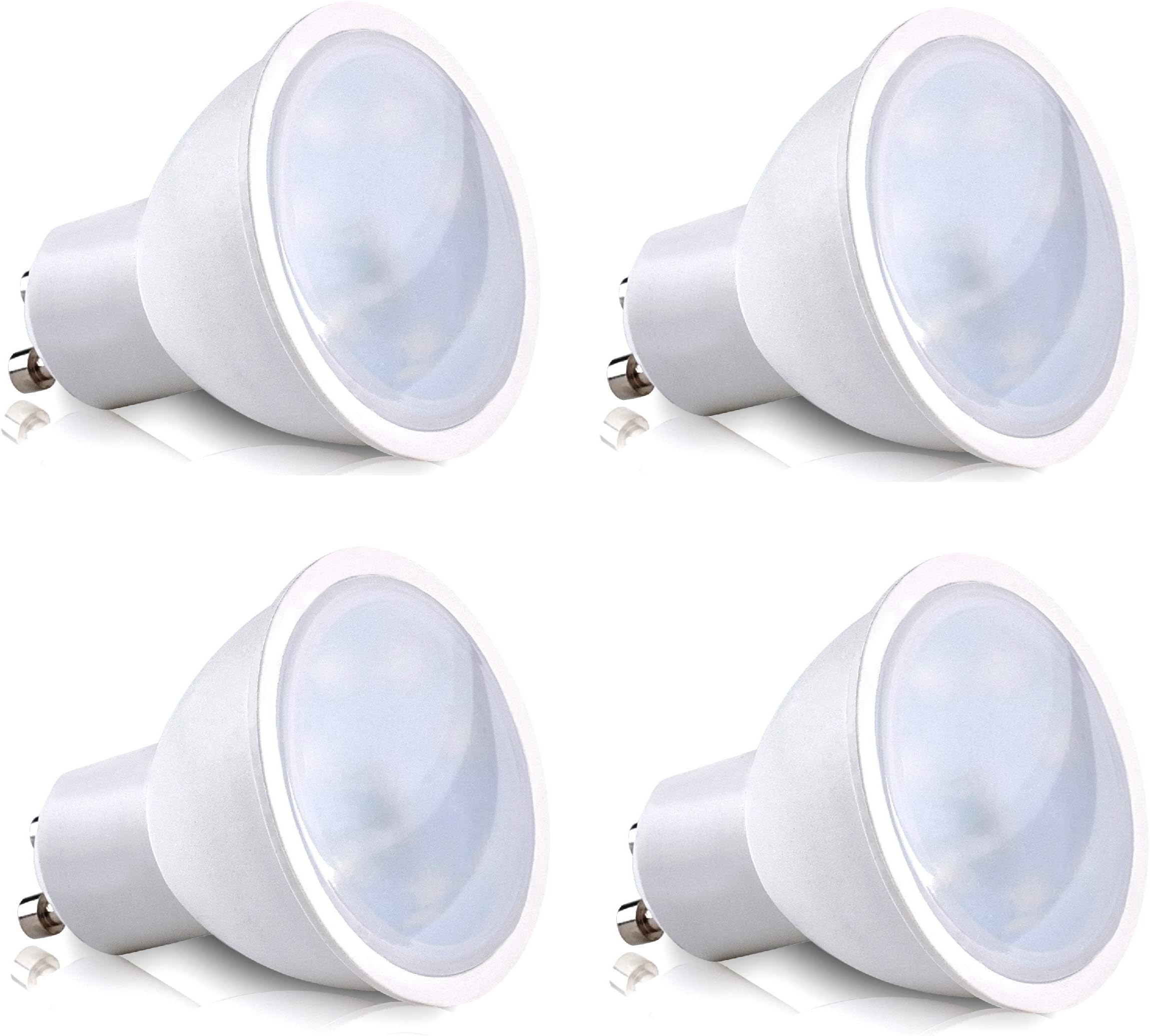 Set of 4 GU10 LED Light Bulbs, 1.0 W, 80 lm (Replaces Approximately 10 W Bulbs), Cold White - SMD LED Bulbs with 120° Beam Angle [Energy Class A++]
