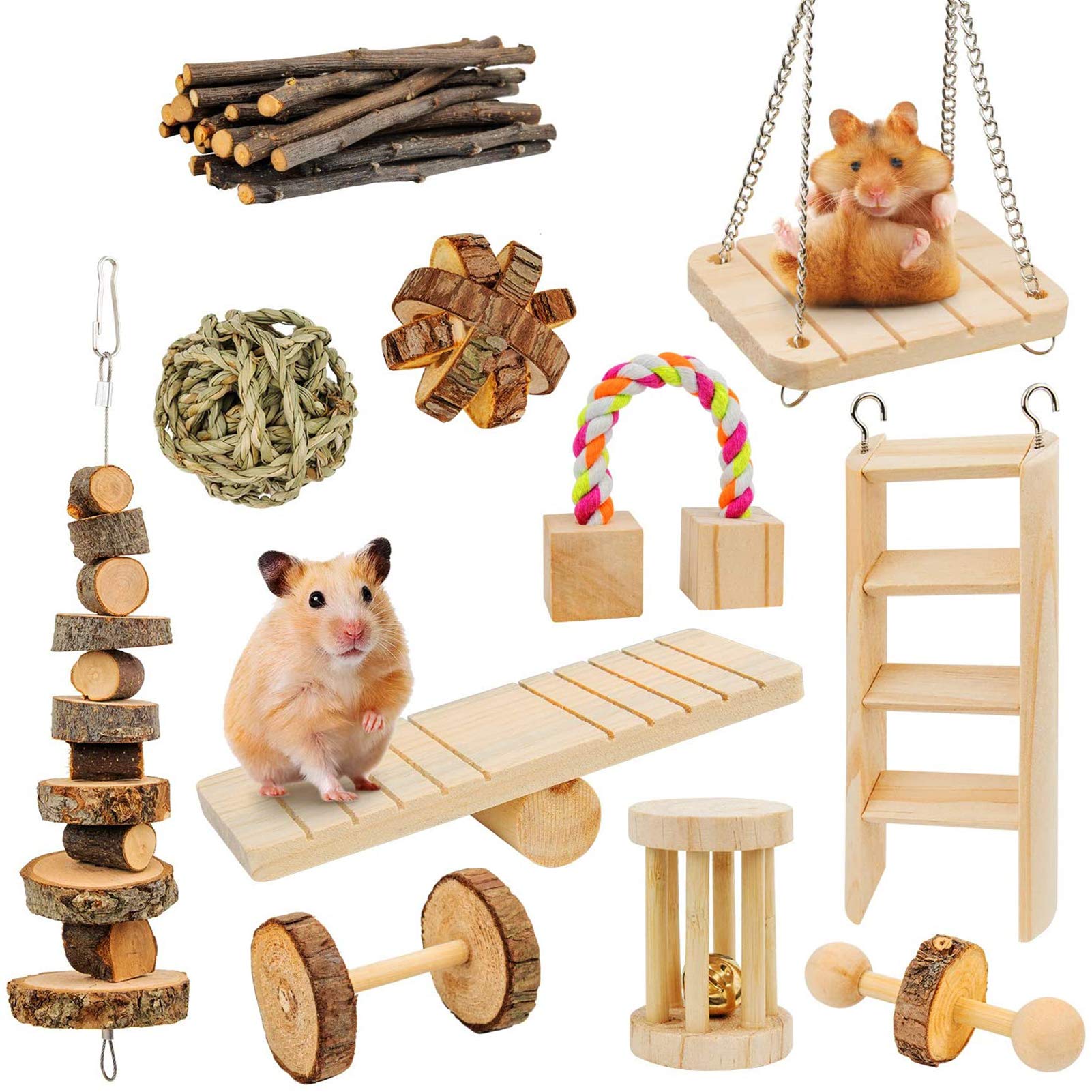 Buy AK KYC Hamster Toys 11 Pack Guinea Pig Wooden Chinchilla Chews Toys