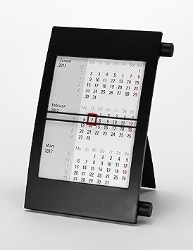 HiCuCo 3-Monats-Tischkalender für 2 Jahre (2019 und 2020) - Aufstellkalender - mit Drehmechanik - schwarz - TypD1