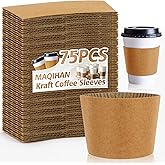 MAQIHAN 75PCS Coffee Cup Sleeves - Hot Coffee Sleeves Disposable Cold Drinks Iced Insulator Cozy Sleeve Coffee Shop Essential Corrugated Paper Insulated Hot Beverage Hand Protection Sleeve Fit 12-20oz