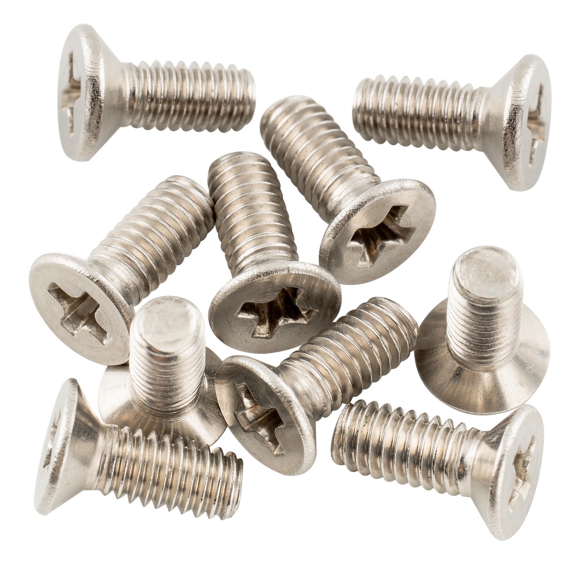 Musiclily Pro Stainless Steel Metric Size M4 4mm Countersunk Screws for Strat Tremolo Bridge Block or LP Style Pickguard Bracket, Chrome(Set of 10)