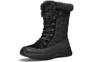 mysoft Women's Winter Boots Water Resistant Insulated Warm Snow Booties Mid-Calf Shoes for Outdoor