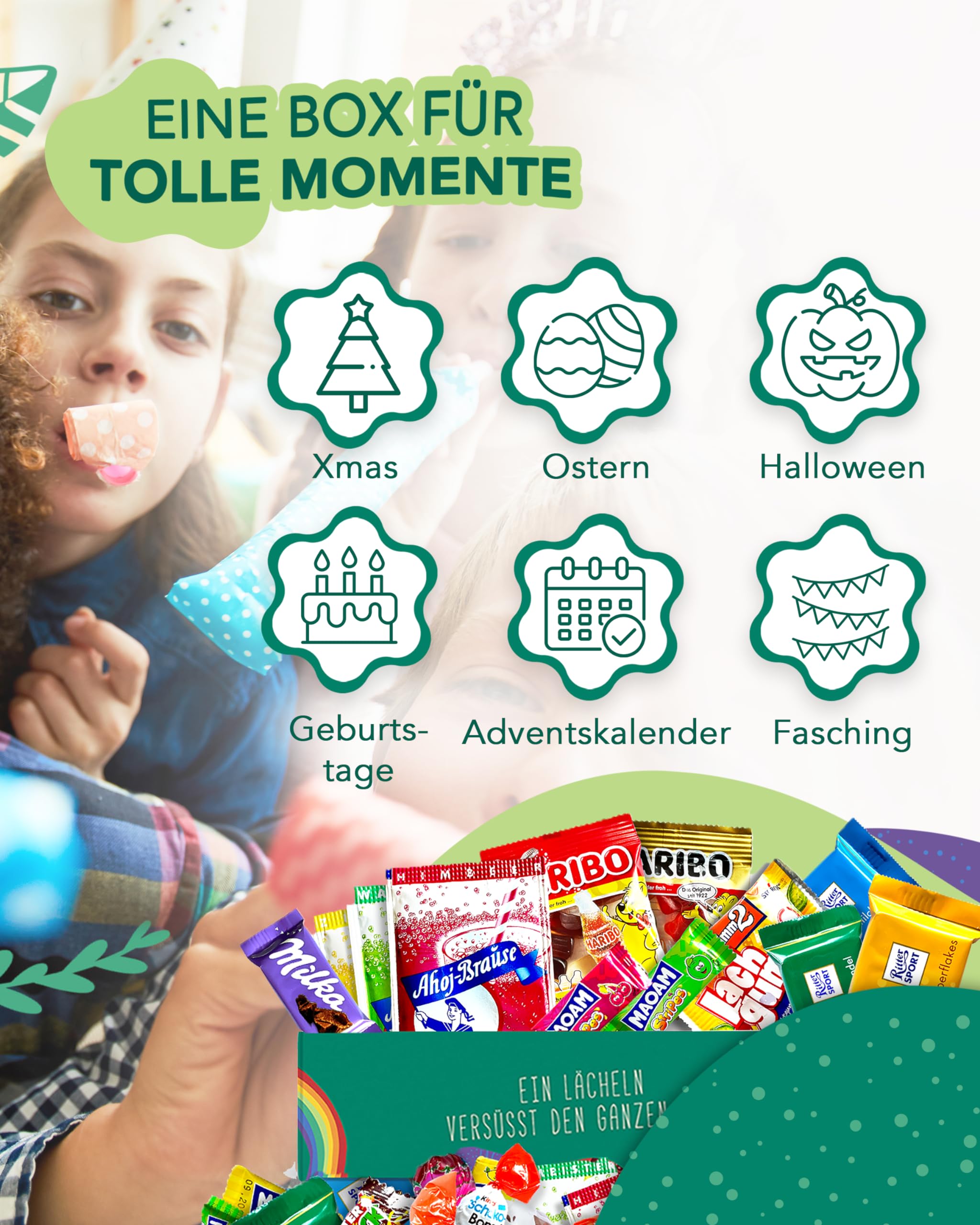 Premium Süßigkeiten Box (150 Stück) - "Gute Laune Box" als Geschenk Idee oder für die Candy Bar (XXL Naschbox) 4