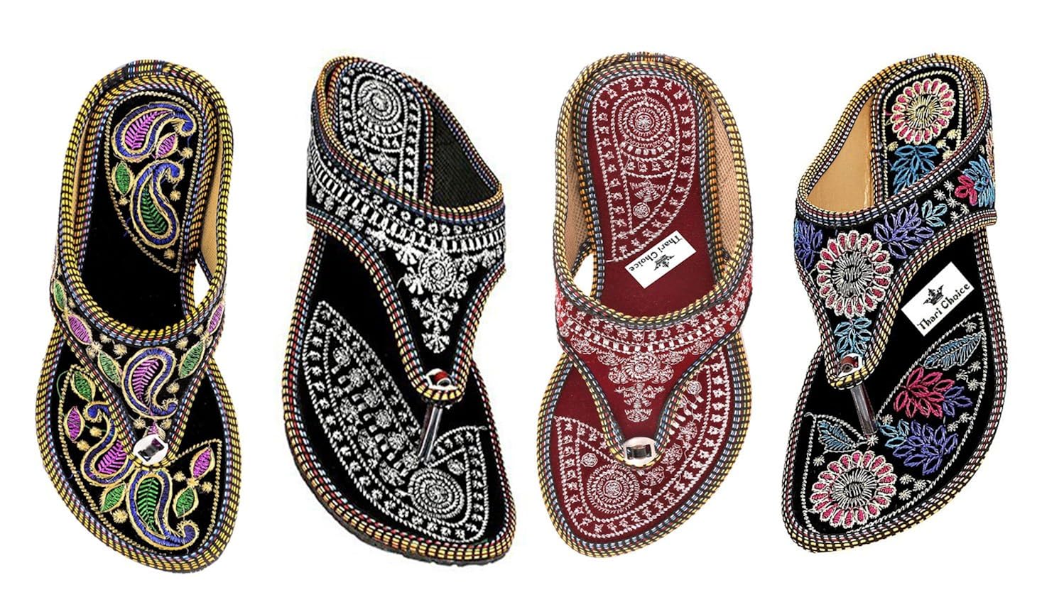 thari choice women's synthetic multicolour slippers (pack of 4)