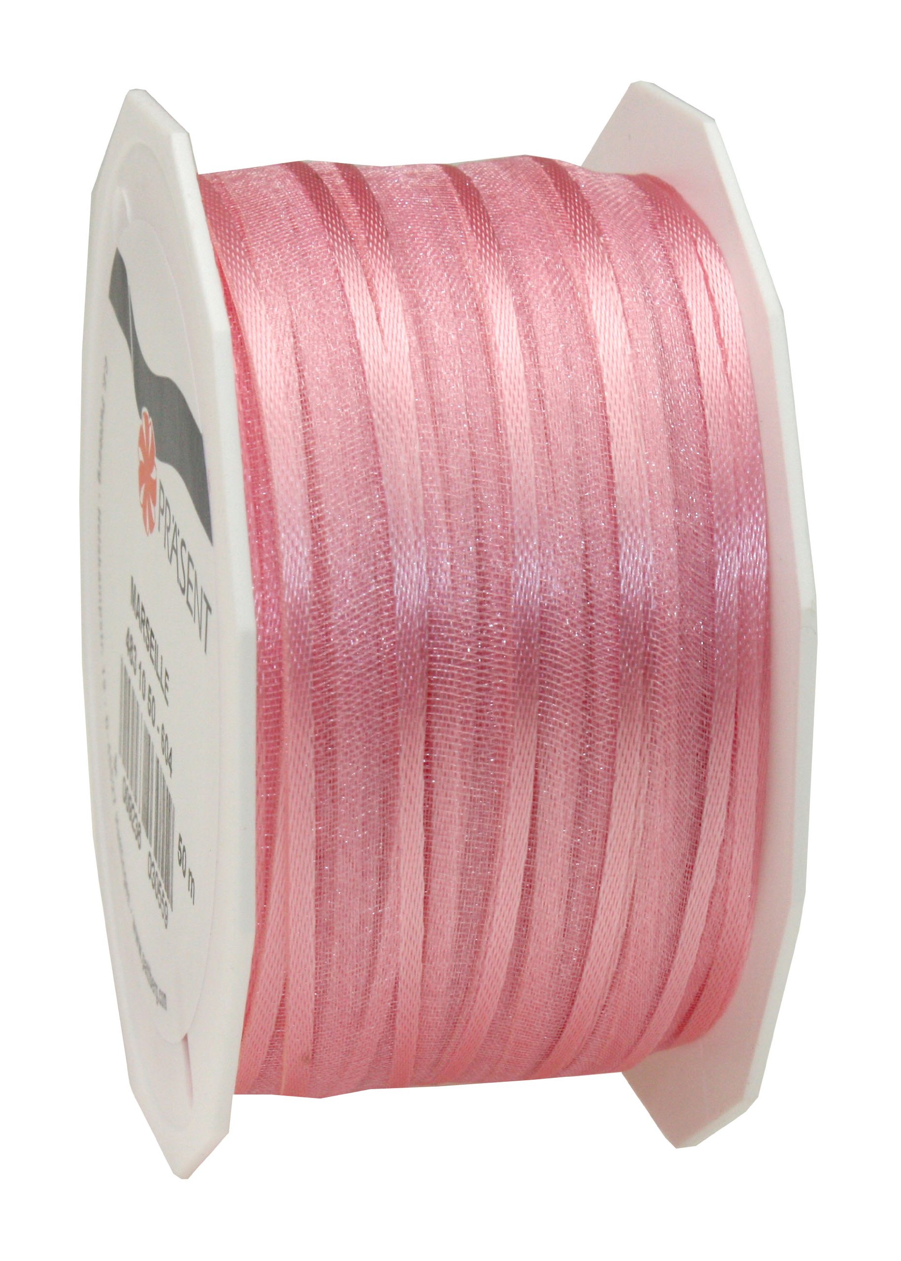 PRÄSENT - Marseille Wired Organza Ribbon Light Pink 10 mm width, 50 m length