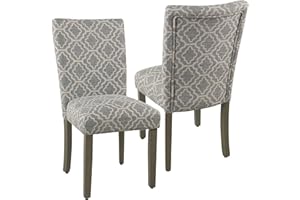 HomePop Parsons Classic Upholstered Accent Dining Chair, Pack of 2, Grey